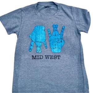 Vintage Gray T-Shirt with Blue Graphic